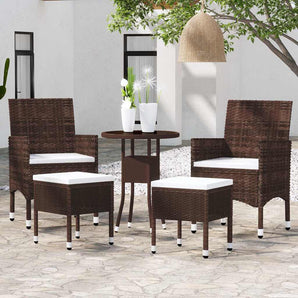 Set mobilier de grădină, 5 piese, maro, poliratan
