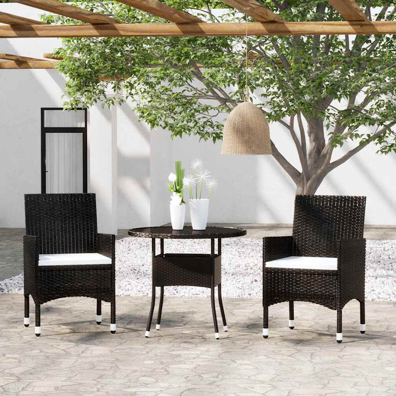Set mobilier de grădină, 3 piese, poliratan