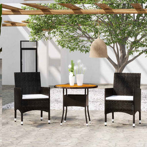 Set mobilier de grădină, 3 piese, poliratan