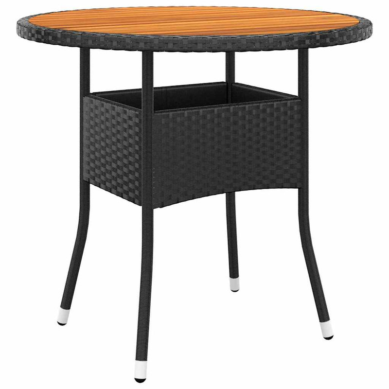 Set bistro de grădină, 3 piese, negru, poliratan
