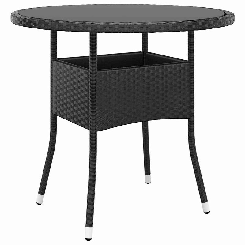 Set bistro de grădină, 5 piese, negru, poliratan
