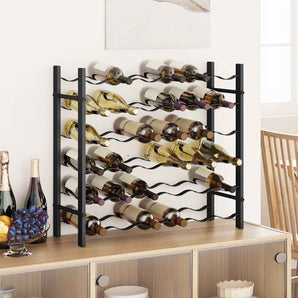 Suport sticle de vin pentru 36 de sticle, negru, fier