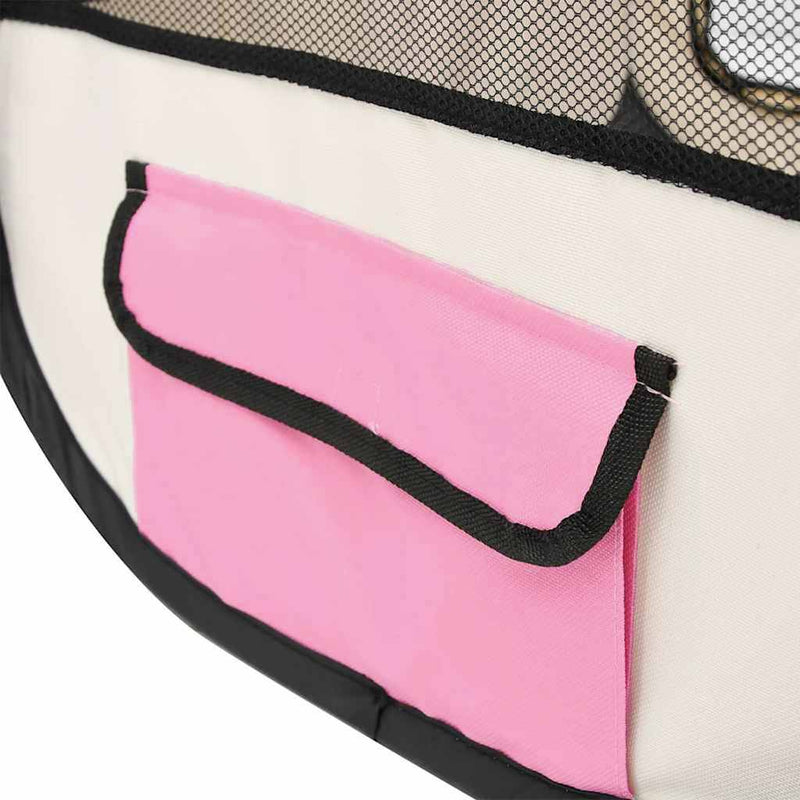 Țarc joacă pliabil câini cu sac de transport roz 90x90x58 cm