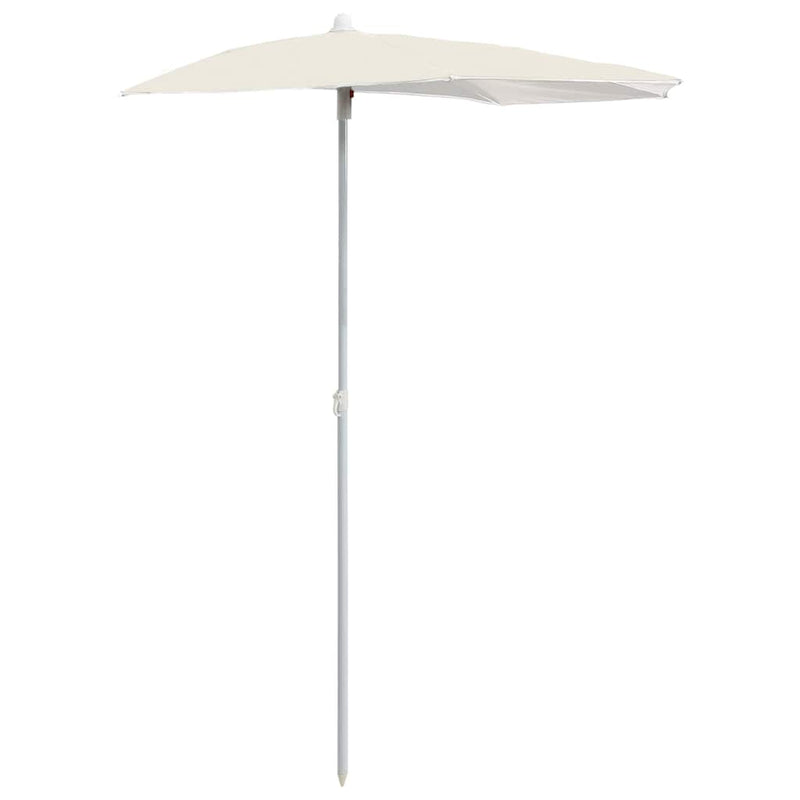 Umbrelă de grădină cu stâlp, nisipiu, 180x90 cm, semirotundă