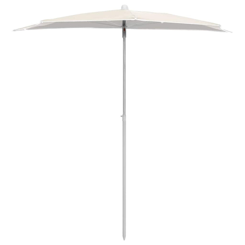 Umbrelă de grădină cu stâlp, nisipiu, 180x90 cm, semirotundă