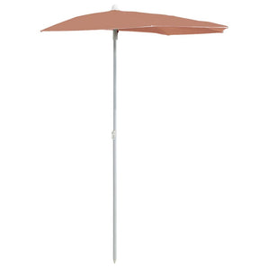 Umbrelă de grădină cu stâlp, cărămiziu, 180x90 cm, semirotundă