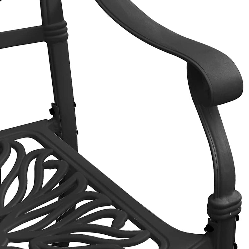 Scaune de grădină, 2 buc., negru, aluminiu turnat