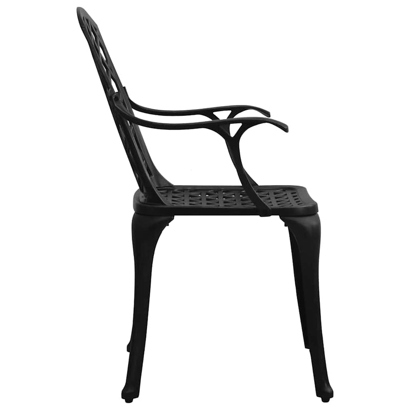 Scaune de grădină, 4 buc., negru, aluminiu turnat