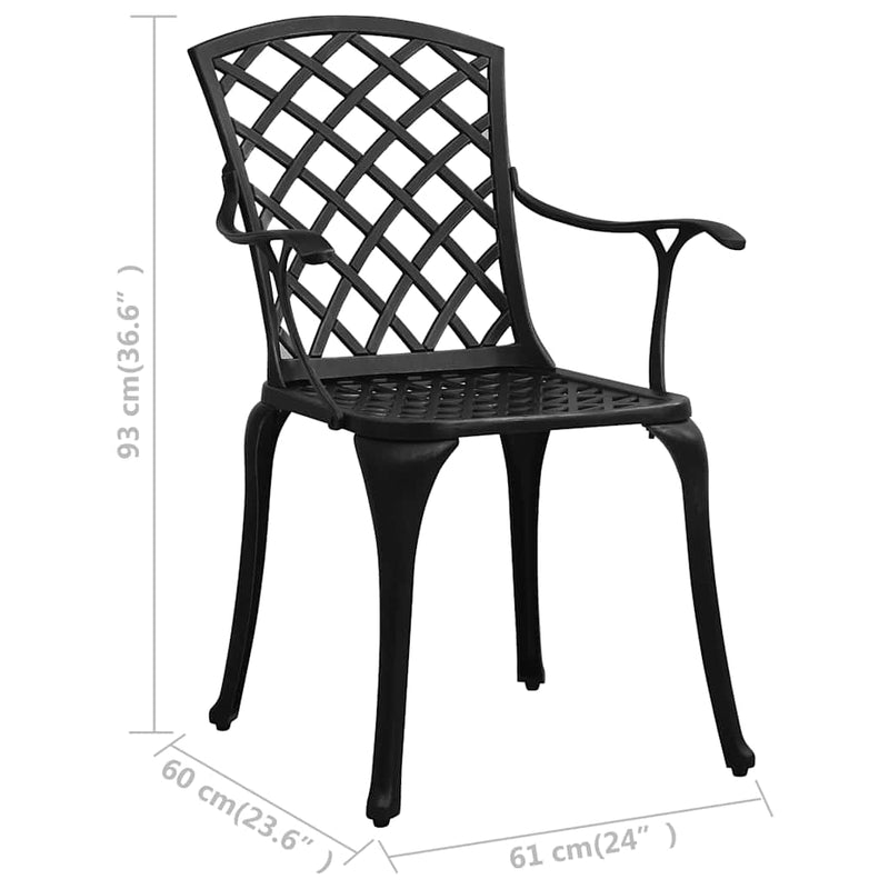 Scaune de grădină, 4 buc., negru, aluminiu turnat