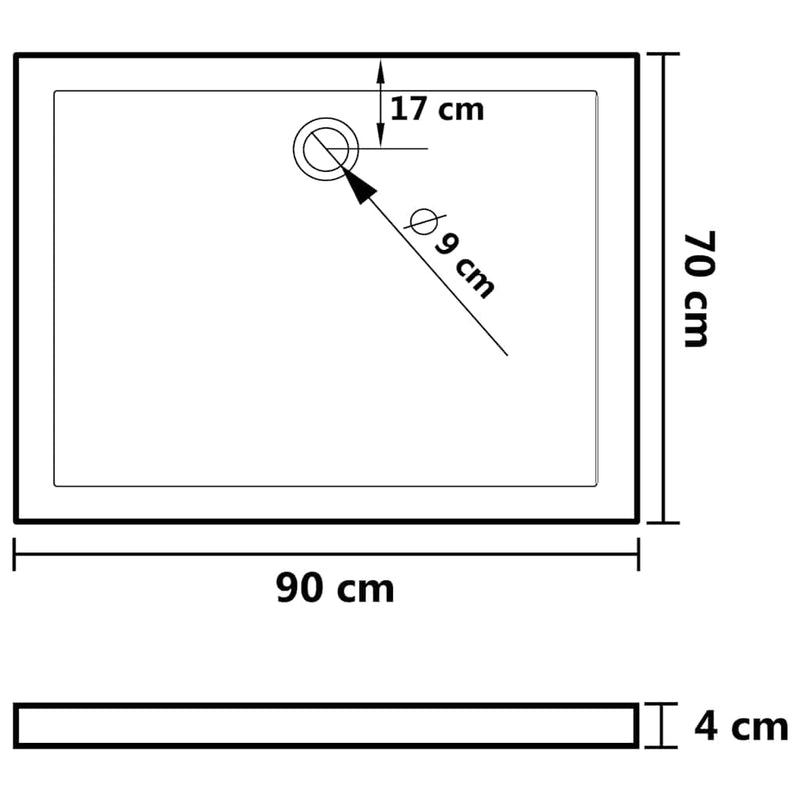 Tăvi de duș 90 x 70 x 4 cm ABS