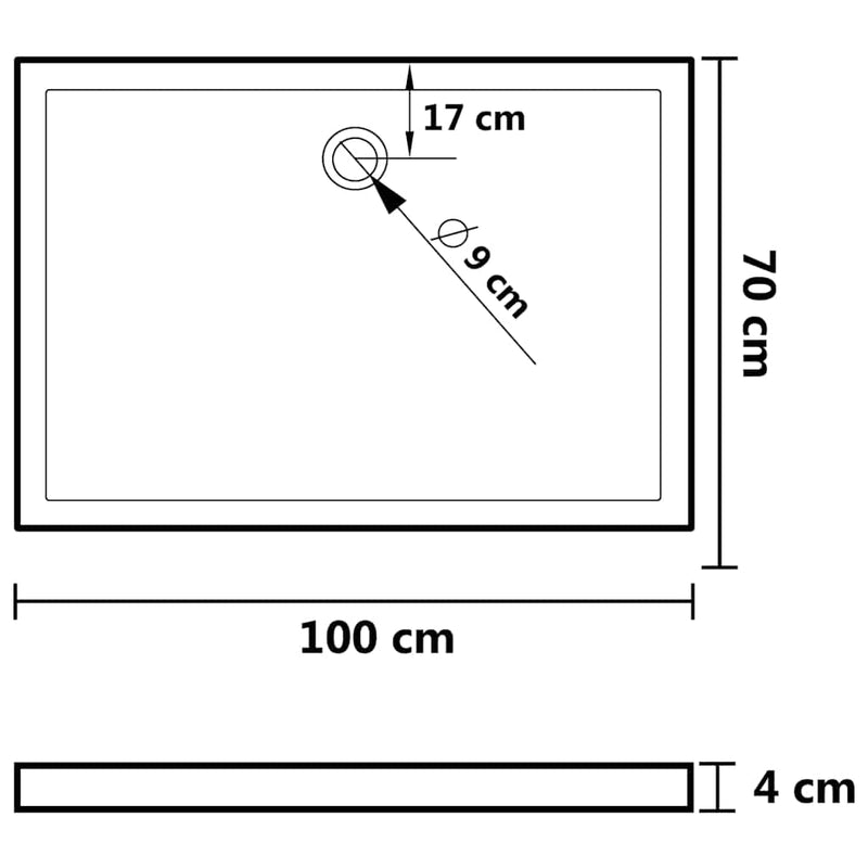 Tăvi de duș 70 x 100 x 4 cm ABS