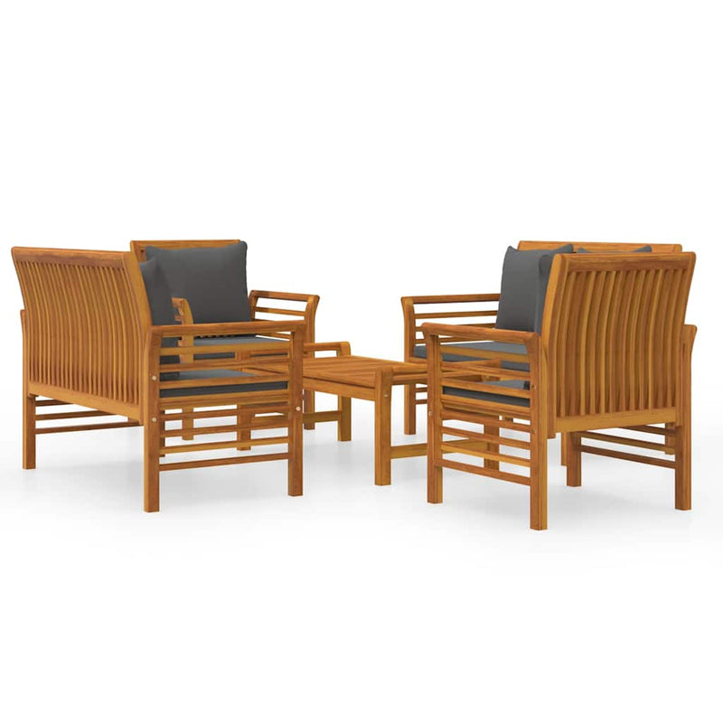 Set mobilier de grădină cu perne, 5 buc., lemn masiv acacia