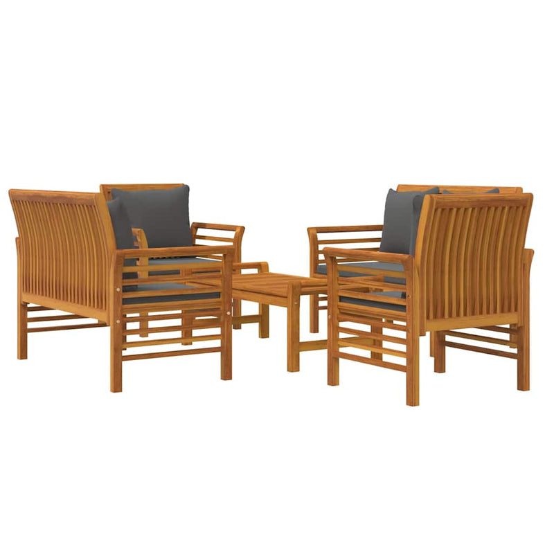 Set mobilier de grădină cu perne, 5 buc., lemn masiv acacia