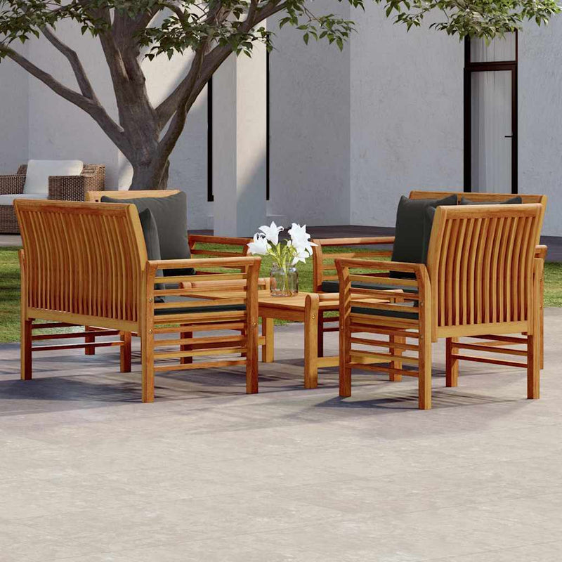 Set mobilier de grădină cu perne, 5 buc., lemn masiv acacia