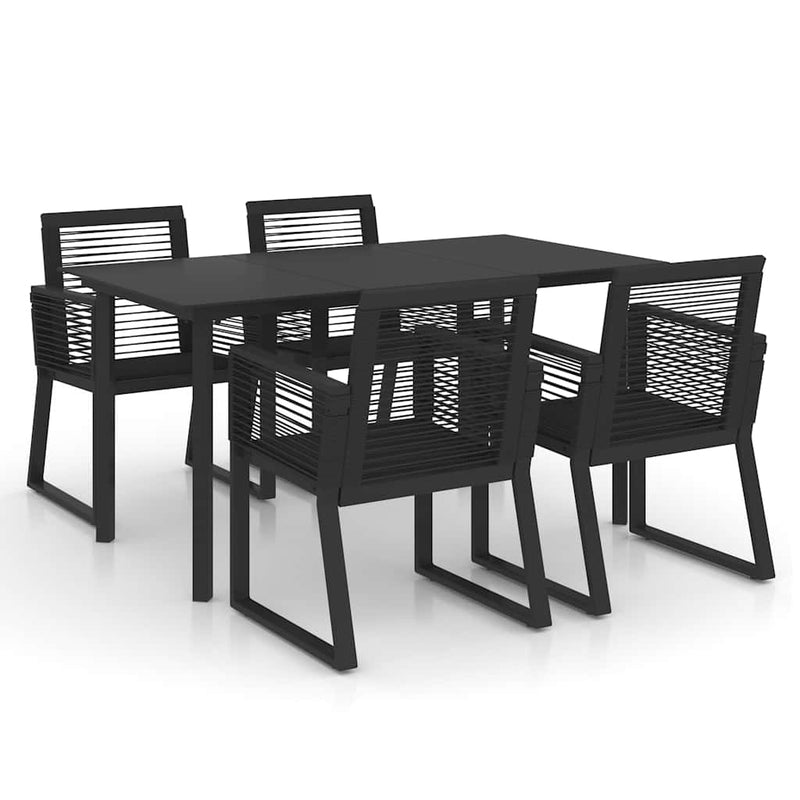 Set mobilier de exterior, 5 piese, negru, ratan PVC