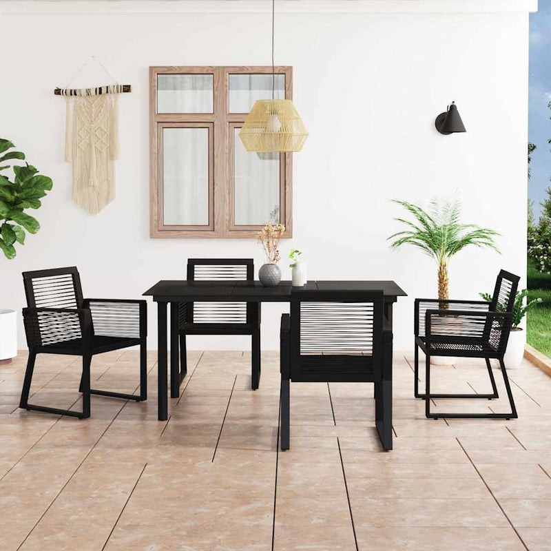 Set mobilier de exterior, 5 piese, negru, ratan PVC