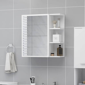 Dulap de baie cu oglindă, alb, 62,5x20,5x64 cm, lemn prelucrat