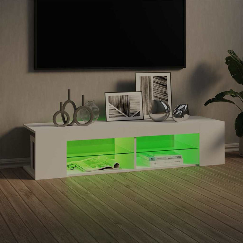 Comodă TV cu lumini LED, alb, 135x39x30 cm