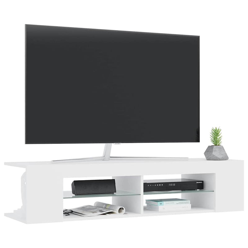 Comodă TV cu lumini LED, alb, 135x39x30 cm
