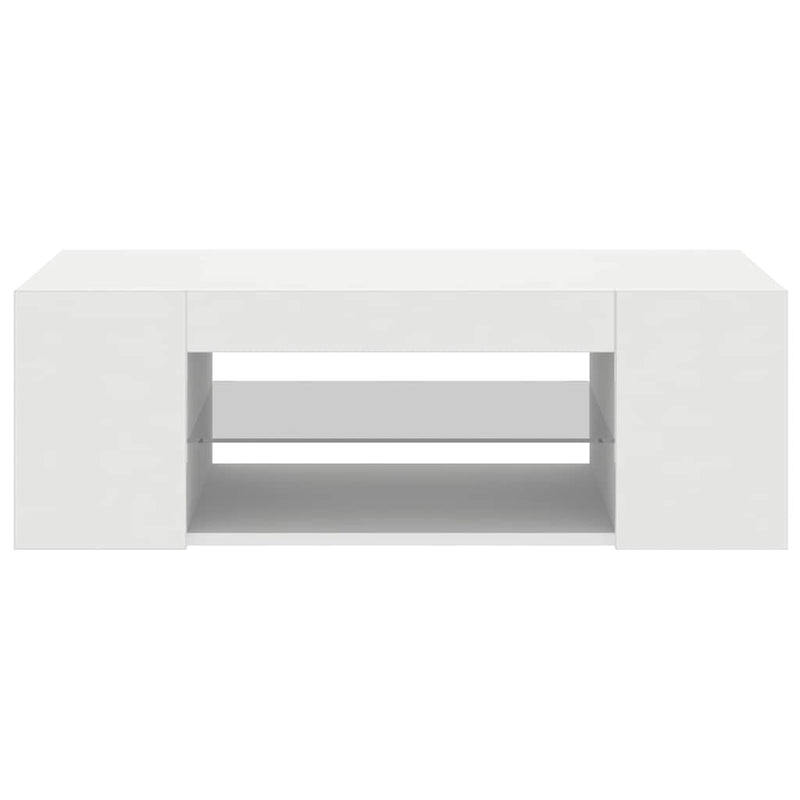 Comodă TV cu lumini LED, alb, 90x39x30 cm