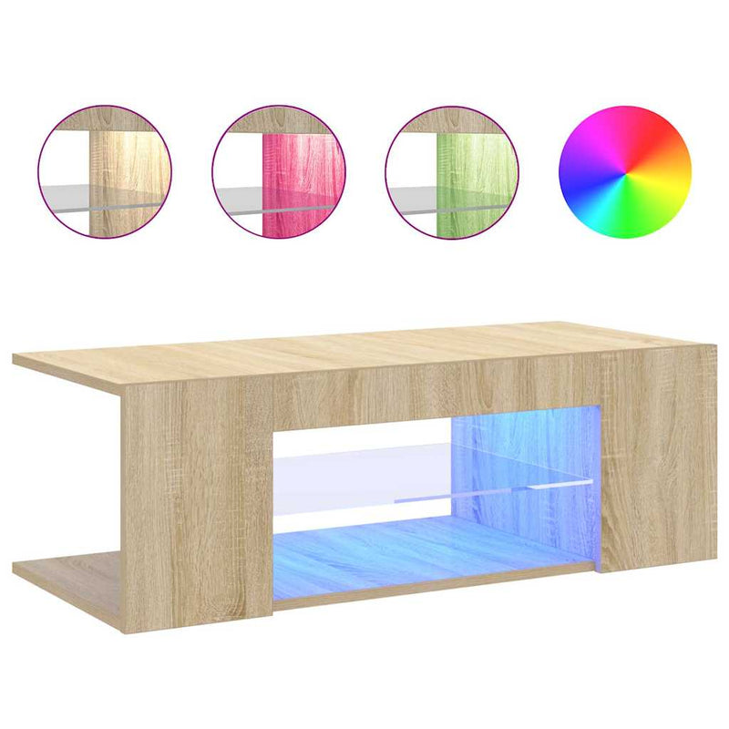 Comodă TV cu lumini LED, stejar Sonoma, 90x39x30 cm