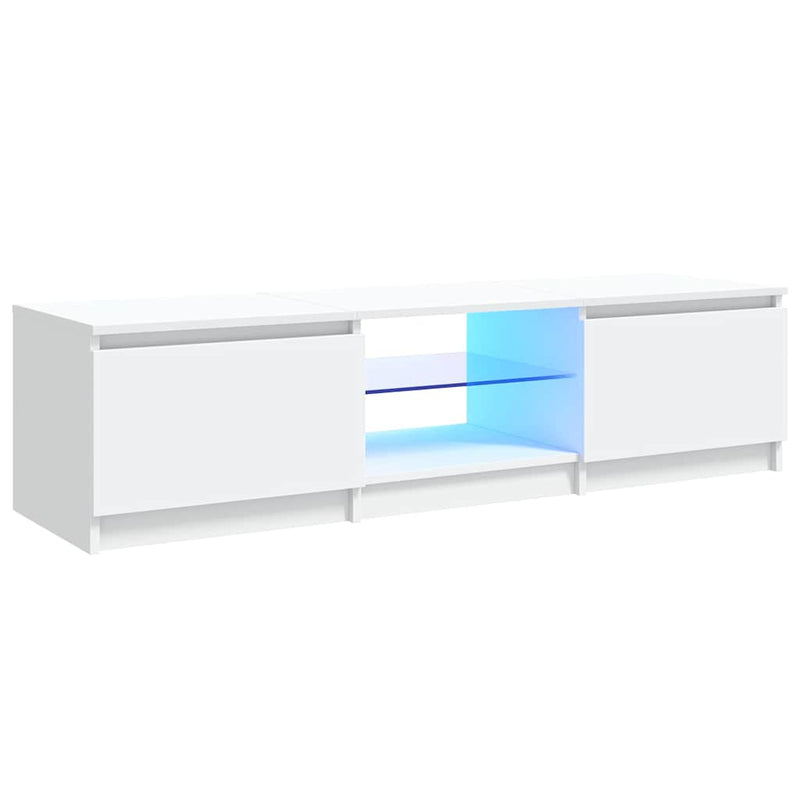 Comodă TV cu lumini LED, alb, 140x40x36 cm