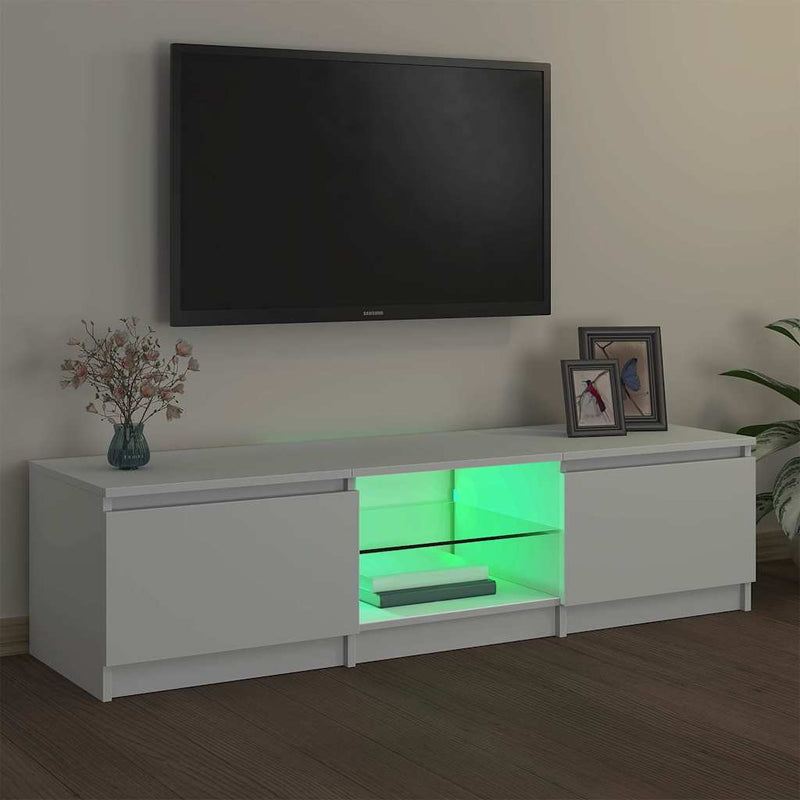 Comodă TV cu lumini LED, alb, 140x40x36 cm