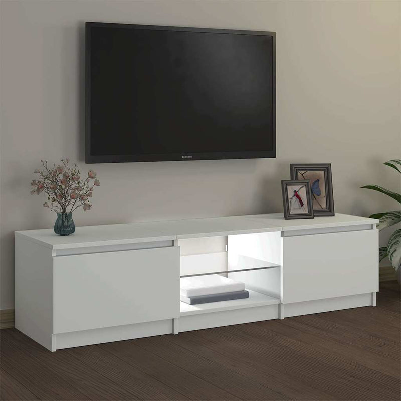 Comodă TV cu lumini LED, alb, 140x40x36 cm