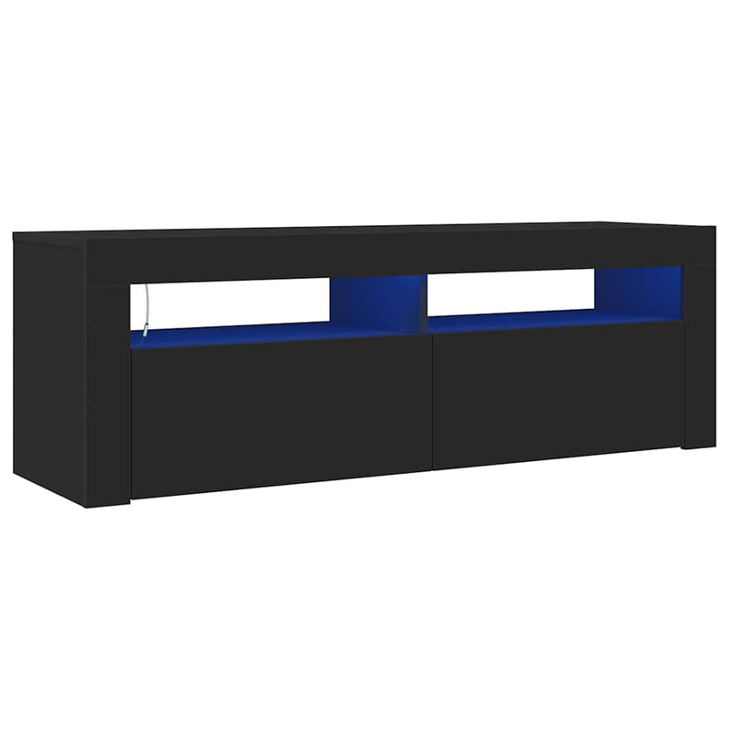Comodă TV cu lumini LED, negru, 120x35x40 cm