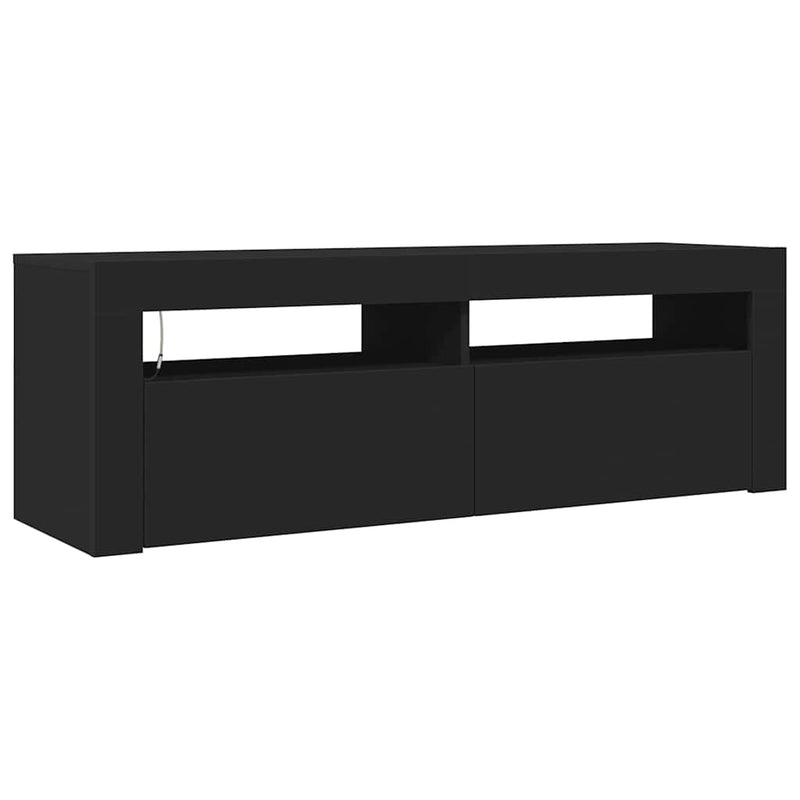 Comodă TV cu lumini LED, negru, 120x35x40 cm