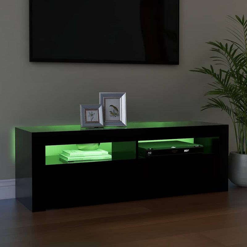 Comodă TV cu lumini LED, negru, 120x35x40 cm