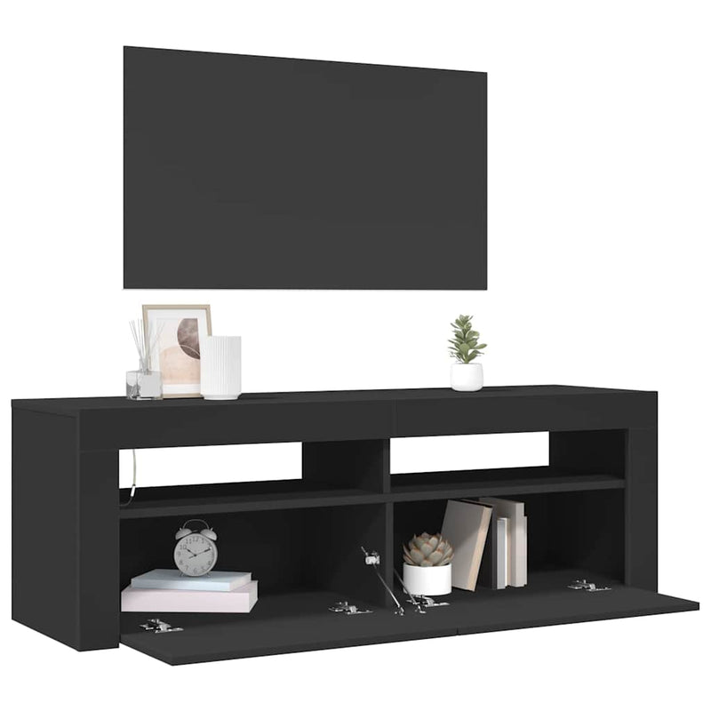 Comodă TV cu lumini LED, negru, 120x35x40 cm
