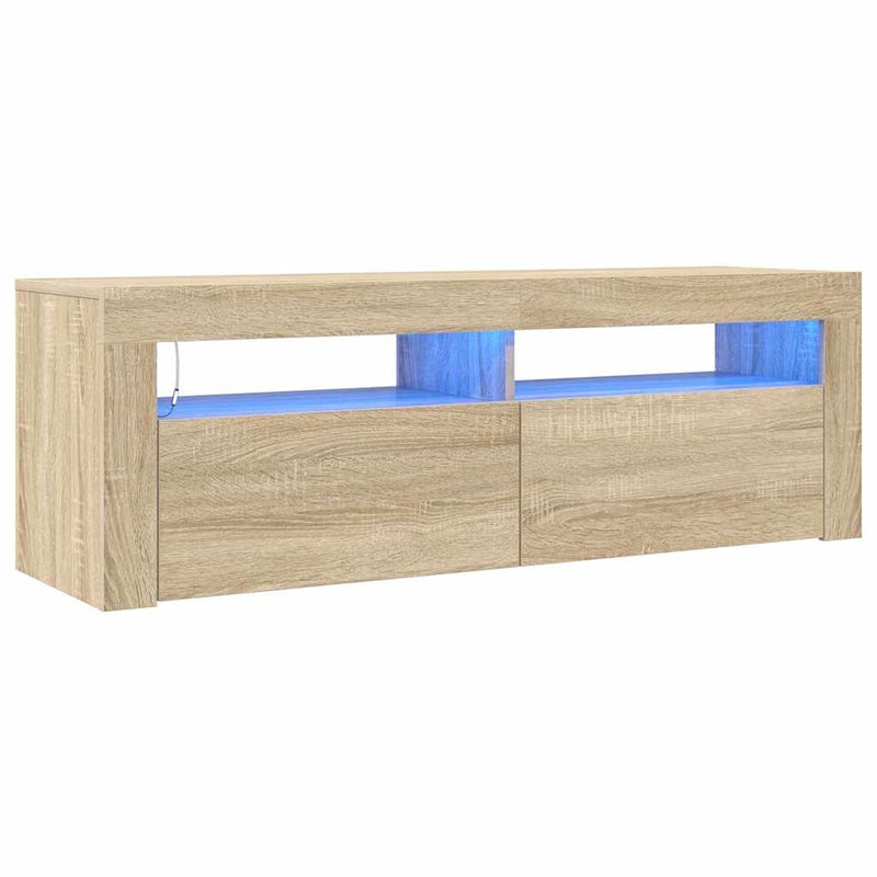 Comodă TV cu lumini LED, stejar sonoma, 120x35x40 cm