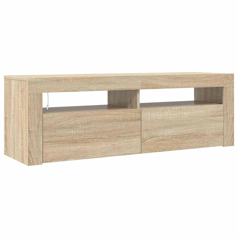 Comodă TV cu lumini LED, stejar sonoma, 120x35x40 cm