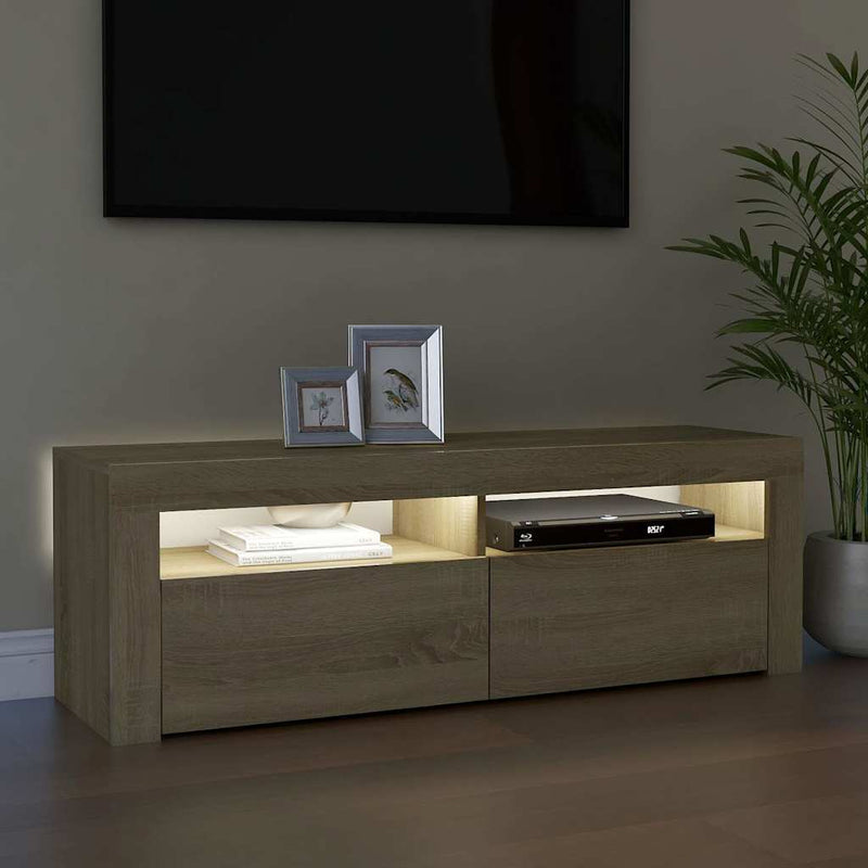 Comodă TV cu lumini LED, stejar sonoma, 120x35x40 cm