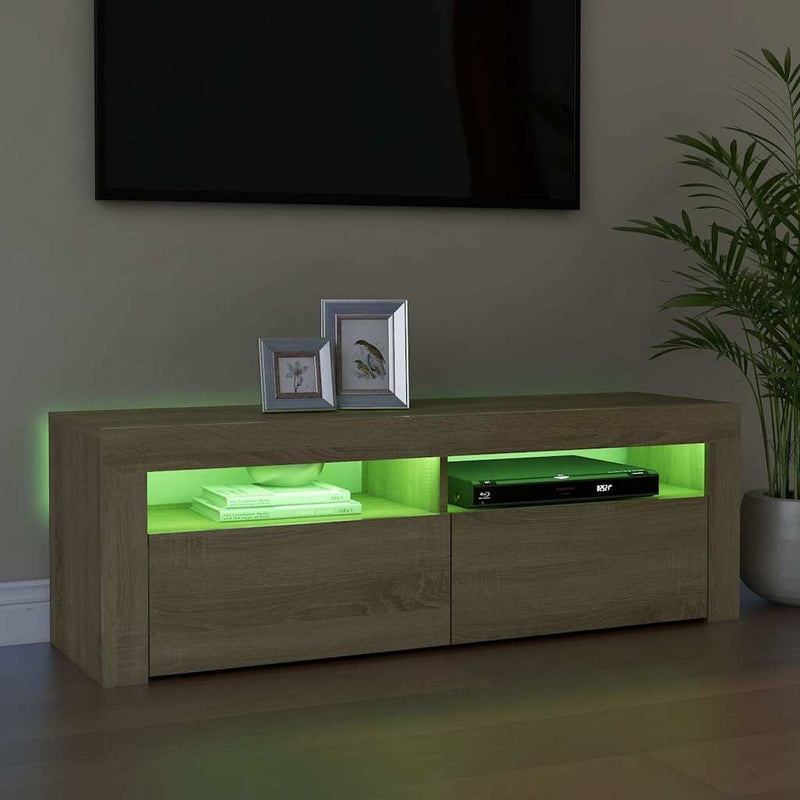 Comodă TV cu lumini LED, stejar sonoma, 120x35x40 cm