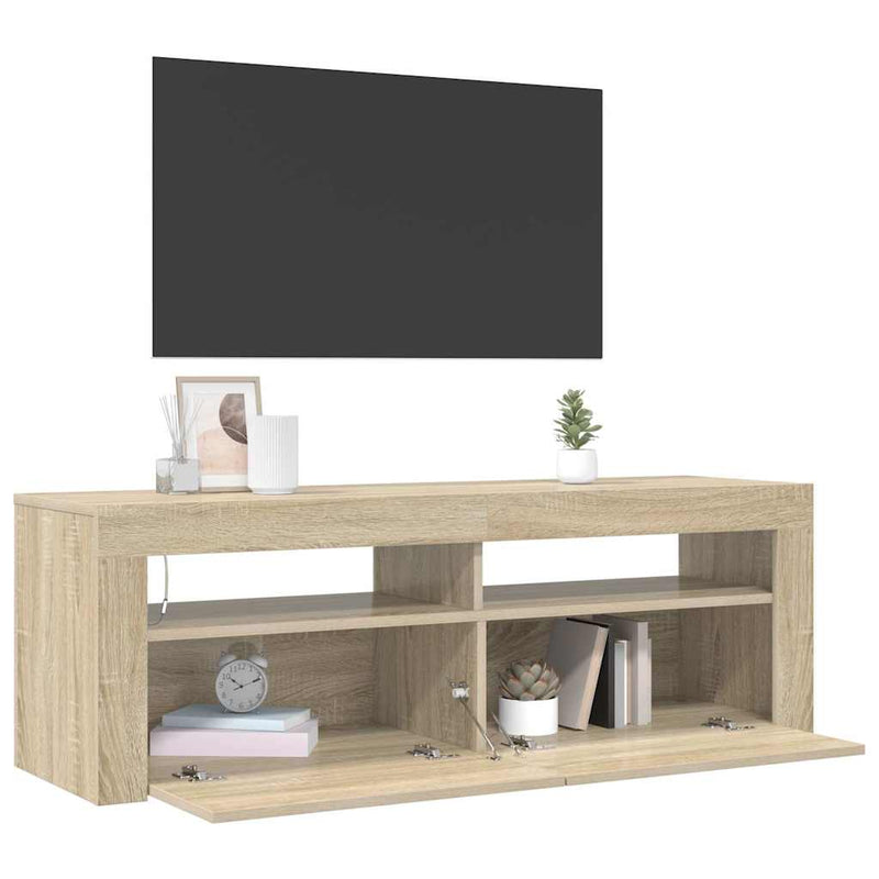 Comodă TV cu lumini LED, stejar sonoma, 120x35x40 cm