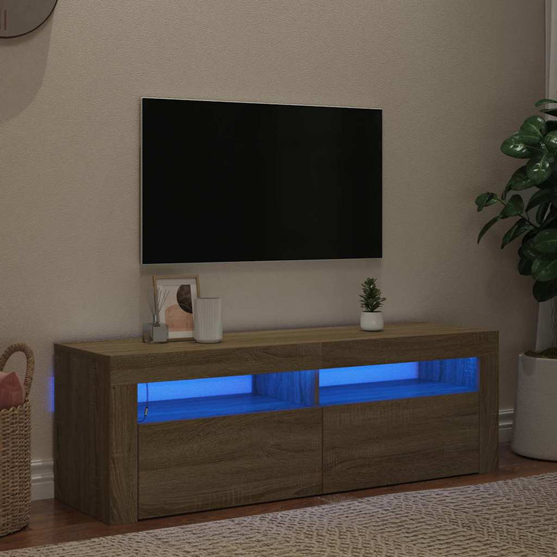 Comodă TV cu lumini LED, stejar sonoma, 120x35x40 cm