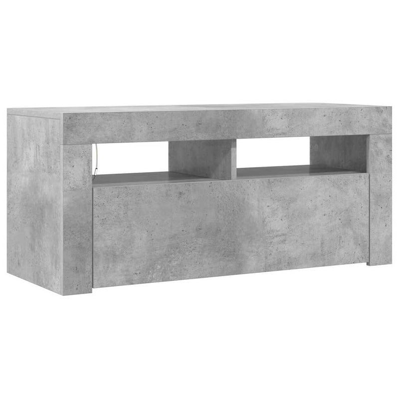 Comodă TV cu lumini LED, gri beton, 90x35x40 cm
