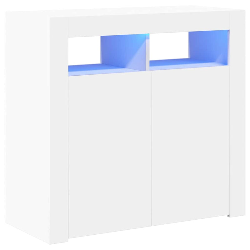 Servantă cu lumini LED, alb, 80x35x75 cm