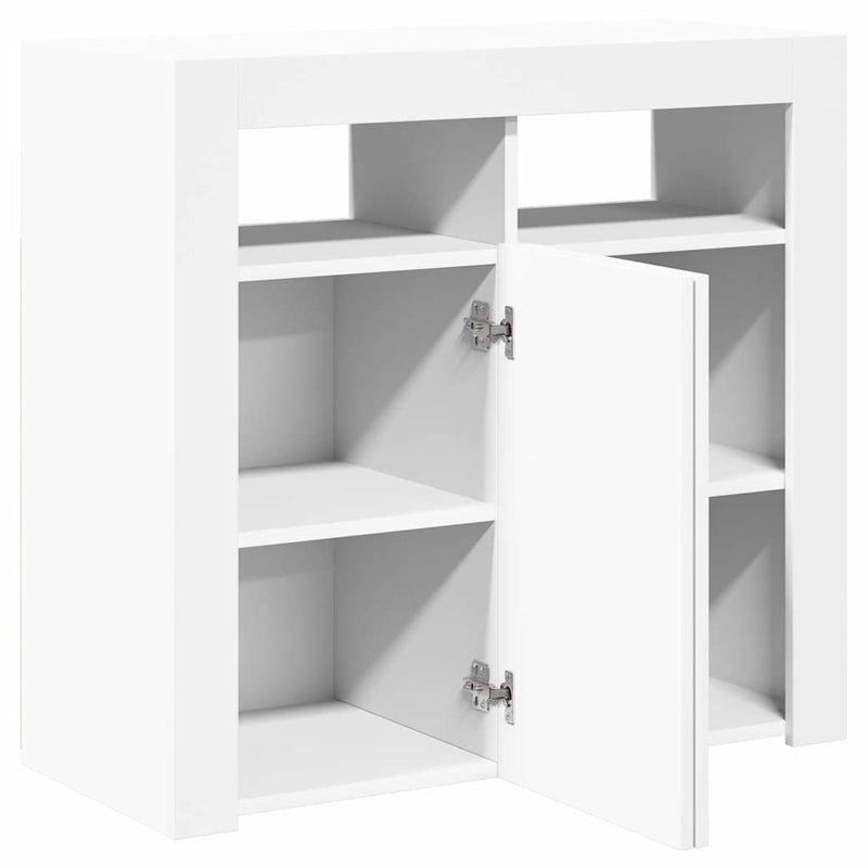 Servantă cu lumini LED, alb, 80x35x75 cm