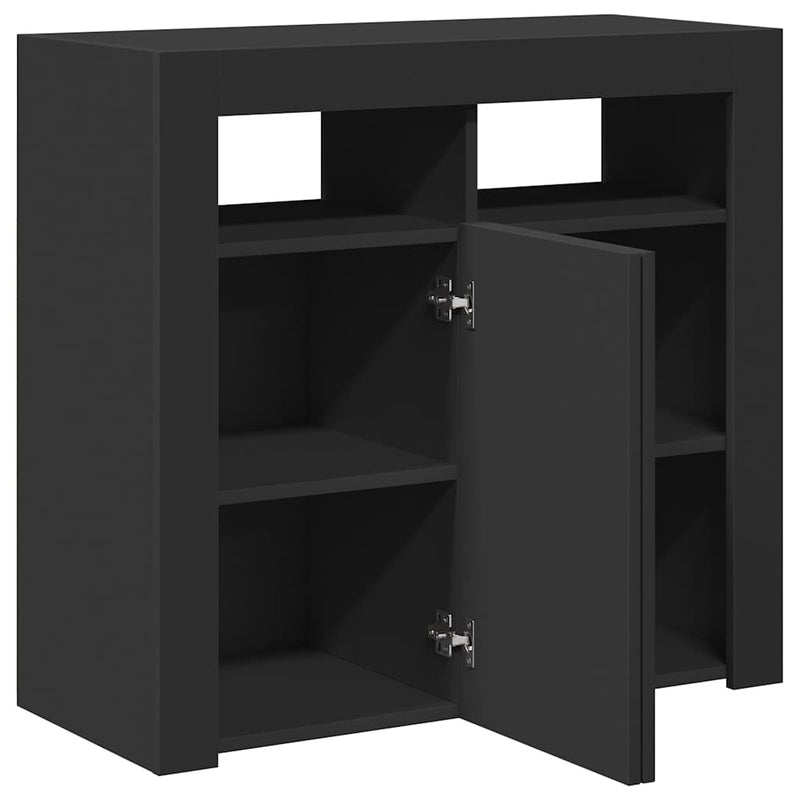 Servantă cu lumini LED, negru, 80x35x75 cm