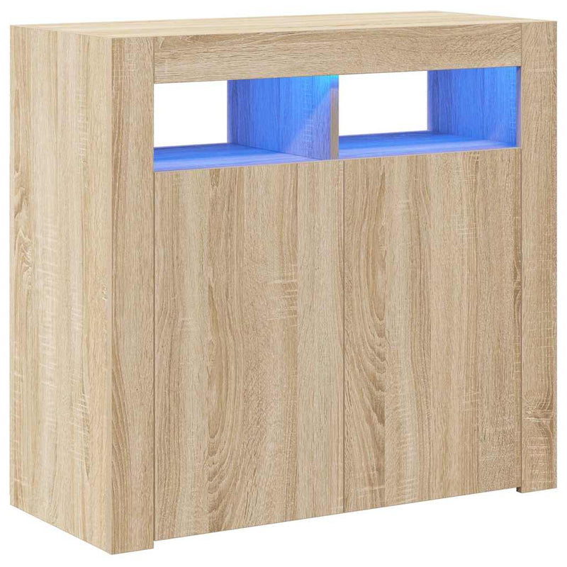Servantă cu lumini LED, stejar sonoma, 80x35x75 cm