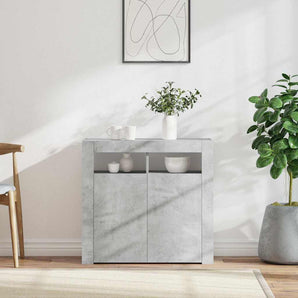 Servantă cu lumini LED, gri beton, 80x35x75 cm