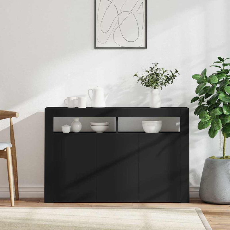 Servantă cu lumini LED,negru , 115,5x30x75 cm