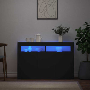 Servantă cu lumini LED,negru , 115,5x30x75 cm
