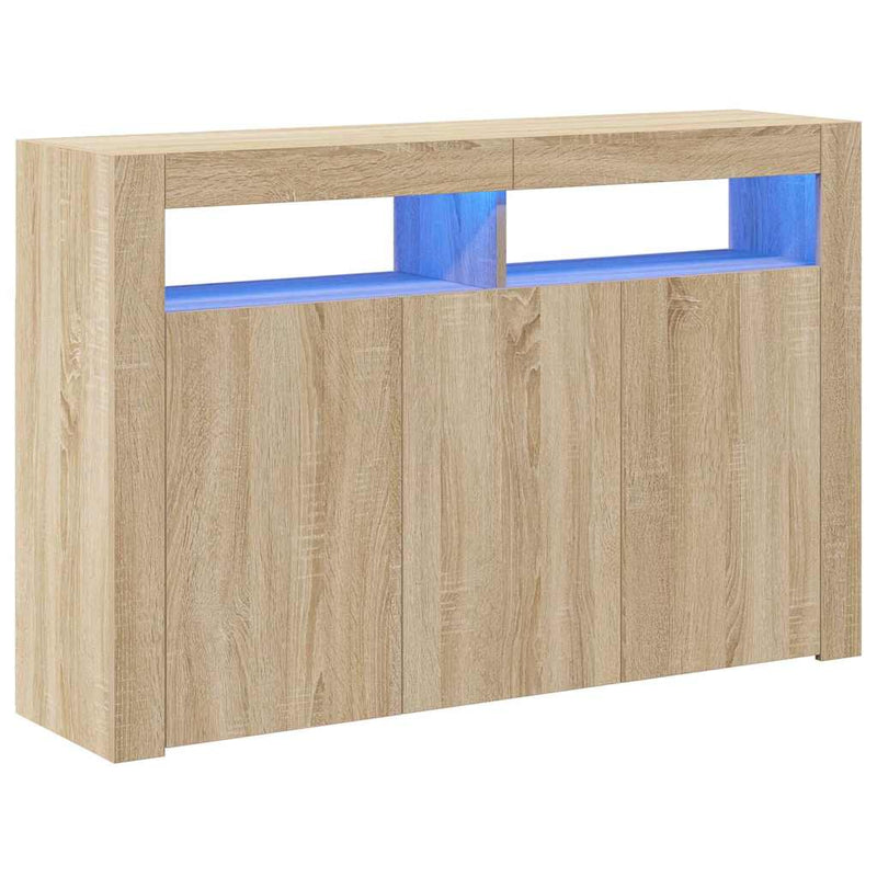 Servantă cu lumini LED, stejar Sonoma, 115,5x30x75 cm