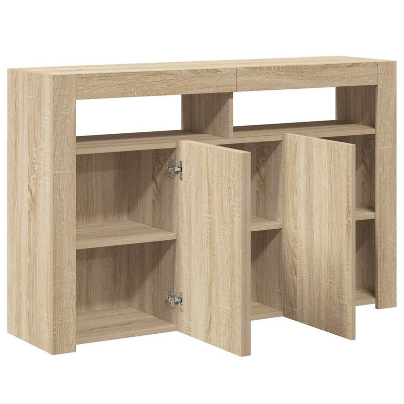 Servantă cu lumini LED, stejar Sonoma, 115,5x30x75 cm