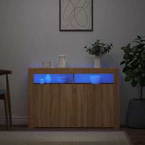 Servantă cu lumini LED, stejar Sonoma, 115,5x30x75 cm