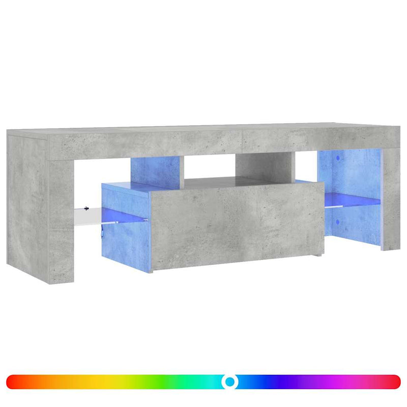 Comodă TV cu lumini LED, gri beton, 120x35x40 cm